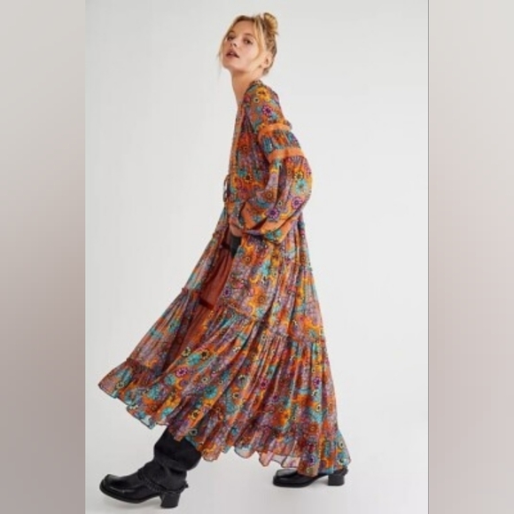 Free People Cassis Floral Printed Chiffon Dress - Picture 3 of 8